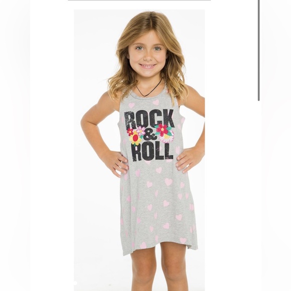 Chaser Other - NWT, chaser, girls “rock & roll“ tank dress, hearts, embroidered flowers